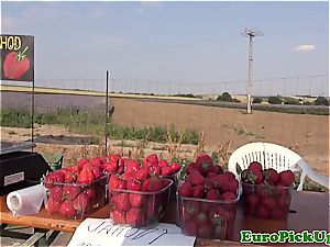 Czech nubile selling strawberries and vag